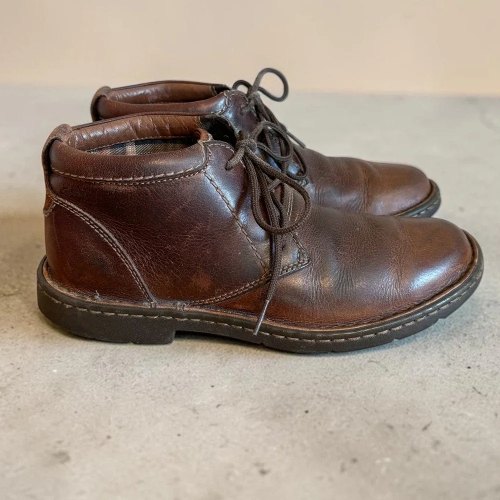 Clarks Stratton Limit‎ Mens Dark Brown Leather Chukka Ankle Boots Size 7.5 M